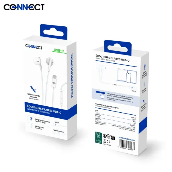 CONNECT - Écouteurs Filaires USB-C Blanc