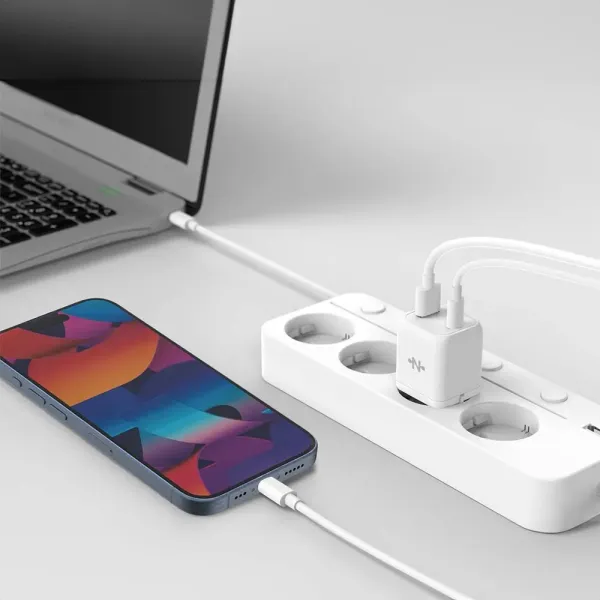CONNECT - Chargeur Secteur Multi GaN Charge Rapide 33W (USB + USB-C) Blanc