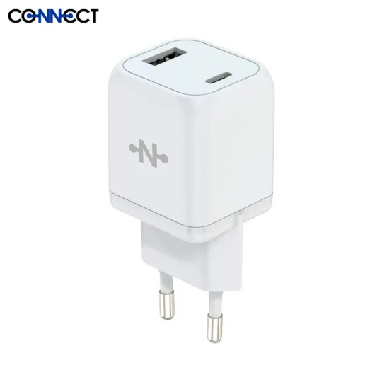 CONNECT - Chargeur Secteur Multi GaN Charge Rapide 33W (USB + USB-C) Blanc