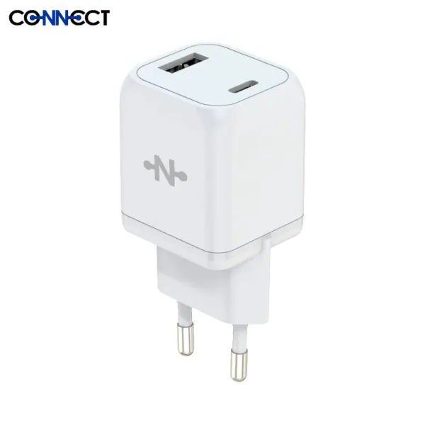 CONNECT - Chargeur Secteur Multi GaN Charge Rapide 33W (USB + USB-C) Blanc