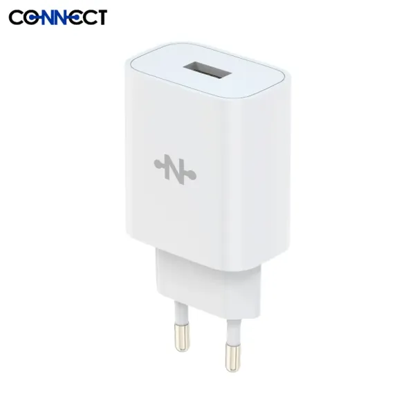 CONNECT - Chargeur Secteur USB Charge Rapide 18W Blanc