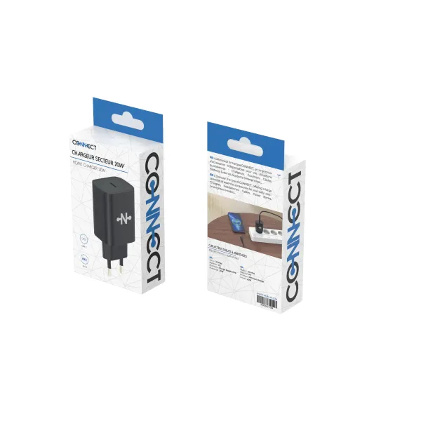 CONNECT - Chargeur Secteur USB-C 20W Noir