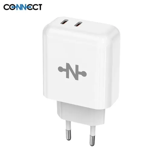 CONNECT - Chargeur Secteur Multi GaN (2x USB-C) 45W Blanc