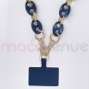 Chaine grosse maille avec pad universel - serie FIRENZE-BLEU&OR- 1.2M