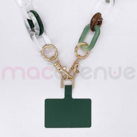 Chaine grosse maille avec pad universel -serie JADE-VERT & MIEL-1.2m