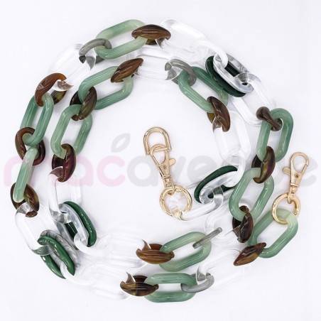 Chaine grosse maille avec pad universel -serie JADE-VERT & MIEL-1.2m