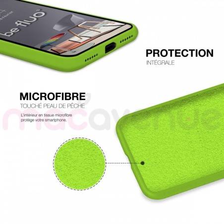 Coque Silicone Moxie BeFluo Fine et Légère pour iPhone 14 , Intérieur Microfibre - Vert pomme