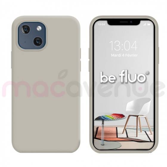 Coque Silicone Moxie BeFluo Fine et Légère pour iPhone 14, Intérieur Microfibre - Gris Nardo