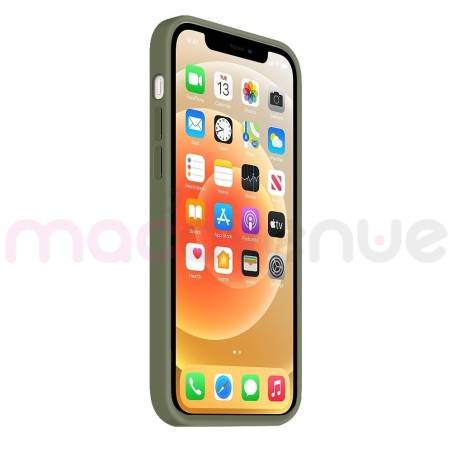 Coque Silicone Moxie BeFluo Fine et Légère pour iPhone 14, Intérieur Microfibre - Kaki