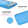 Coque Silicone Moxie BeFluo Fine et Légère pour iPhone 14, Intérieur Microfibre - Bleu clair