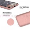 Coque Silicone Moxie BeFluo Fine et Légère pour iPhone 14, Intérieur Microfibre - Rose clair