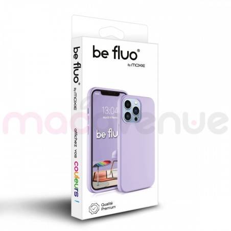 Coque Silicone Moxie BeFluo Fine et Légère pour iPhone 14, Intérieur Microfibre - Lilas