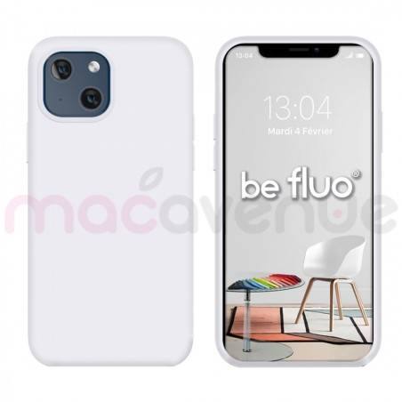 Coque Silicone Moxie BeFluo Fine et Légère pour iPhone 14, Intérieur Microfibre - Blanc