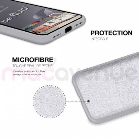 Coque Silicone Moxie BeFluo Fine et Légère pour iPhone 14, Intérieur Microfibre - Blanc