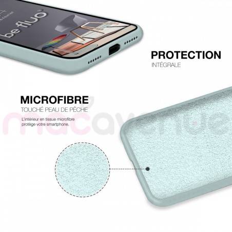 Coque Silicone Moxie BeFluo Fine et Légère pour iPhone 14 Plus, Intérieur Microfibre - Bleu glacier