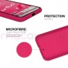 Coque Silicone Moxie BeFluo Fine et Légère pour iPhone 14, Intérieur Microfibre - Framboise