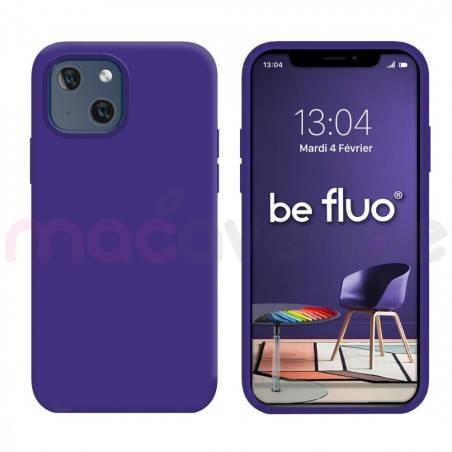 Coque Silicone Moxie BeFluo Fine et Légère pour iPhone 14, Intérieur Microfibre - Violet