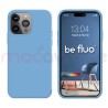 Coque Silicone Moxie BeFluo Fine et Légère pour iPhone 14 Pro, Intérieur Microfibre - Bleu acier