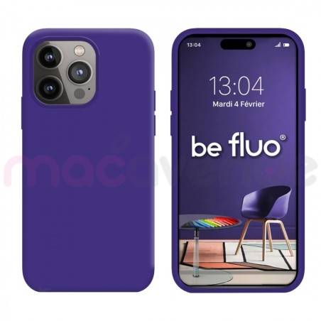 Coque Silicone Moxie BeFluo Fine et Légère pour iPhone 14 Pro, Intérieur Microfibre - Violet