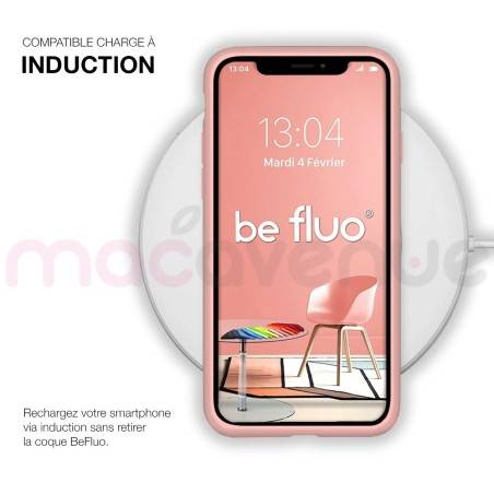 Coque Silicone Moxie BeFluo Fine et Légère pour iPhone 14 Plus, Intérieur Microfibre - Rose clair