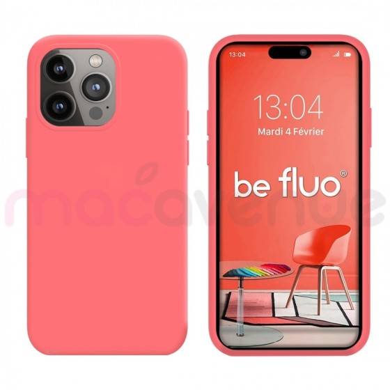 Coque Silicone Moxie BeFluo Fine et Légère pour iPhone 14 Pro Max, Intérieur Microfibre - Rose