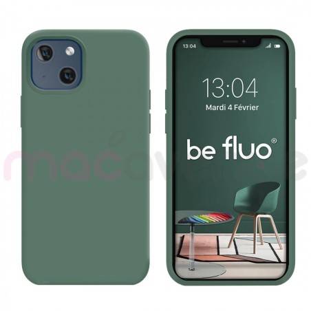 Coque Silicone Moxie BeFluo Fine et Légère pour iPhone 14 Plus, Intérieur Microfibre - Pin vert