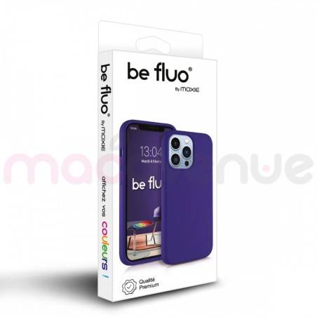 Coque Silicone Moxie BeFluo Fine et Légère pour iPhone 14 Plus, Intérieur Microfibre - Violet