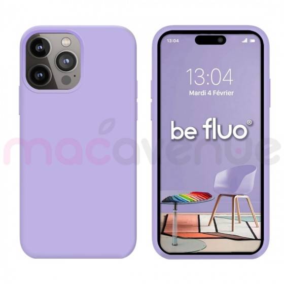 Coque Silicone Moxie BeFluo Fine et Légère pour iPhone 14 Pro, Intérieur Microfibre - Lilas