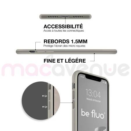 Coque Silicone Moxie BeFluo Fine et Légère pour iPhone 14 Pro, Intérieur Microfibre - Gris Nardo