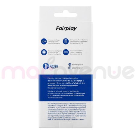 FAIRPLAY VERONA Chargeur USB-C 20W