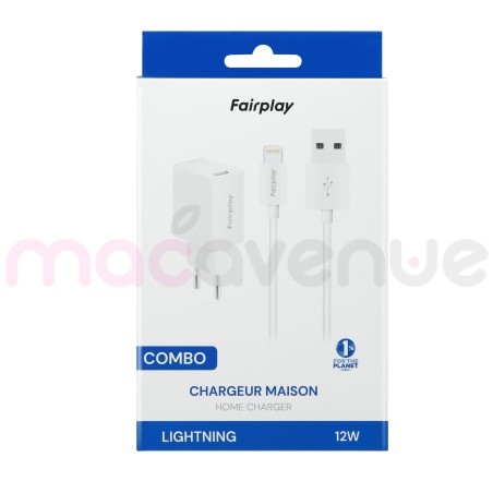 FAIRPLAY COMBO Chargeur (12W) + Câble Lightning (1m) (Blanc)