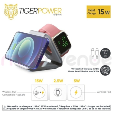 TIGER POWER CHARGEUR SANS FIL MAGSAFE 3 EN 1