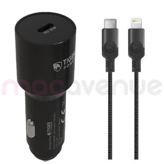 TIGER POWER PACK CHARGEUR VOITURE PD 30W + CABLE LIGHTNING 1,2M