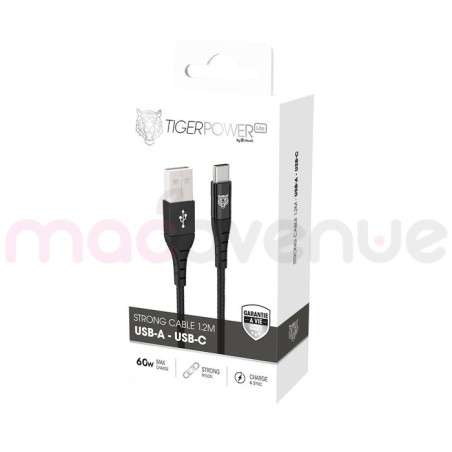 Tiger Lite - TIGER POWER LITE CABLE RENFORCE USB-A USB-C 1,2M NOIR