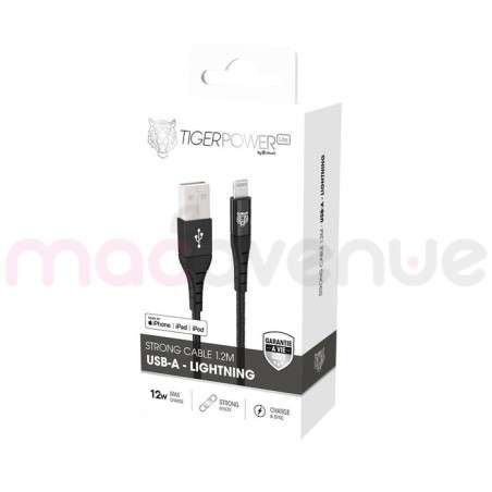 Tiger Lite - TIGER POWER LITE CABLE RENFORCE USB-A LIGHTNING 1,2M NOIR