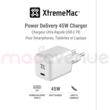 XTREMEMAC - Chargeur Secteur Power Delivery 1 port USB-C 45W