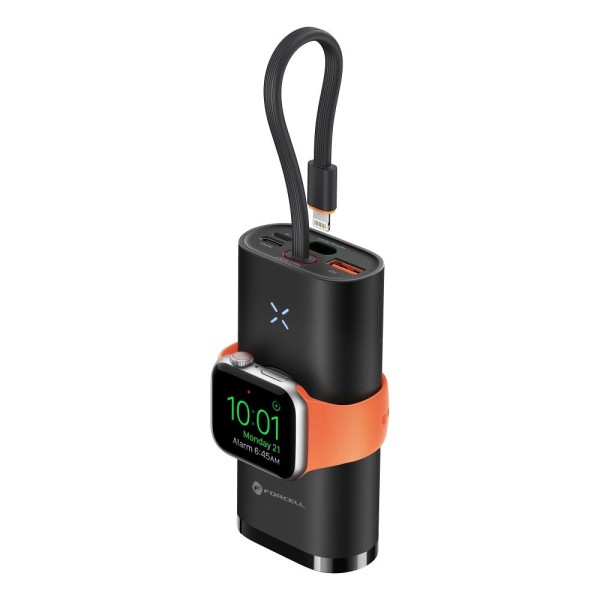 FORCELL F-ENERGY Batterie externe noire USB-A USB-C Lightning compatible Apple Watch 3A 22,5W 10 000 mAh
