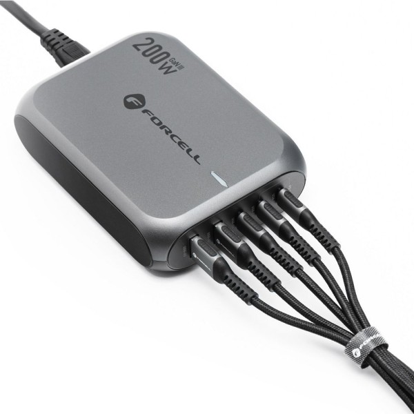 FORCELL F-ENERGY Chargeur de bureau multi-ports 3x USB-C + 2x USB-A 200W avec câble secteur