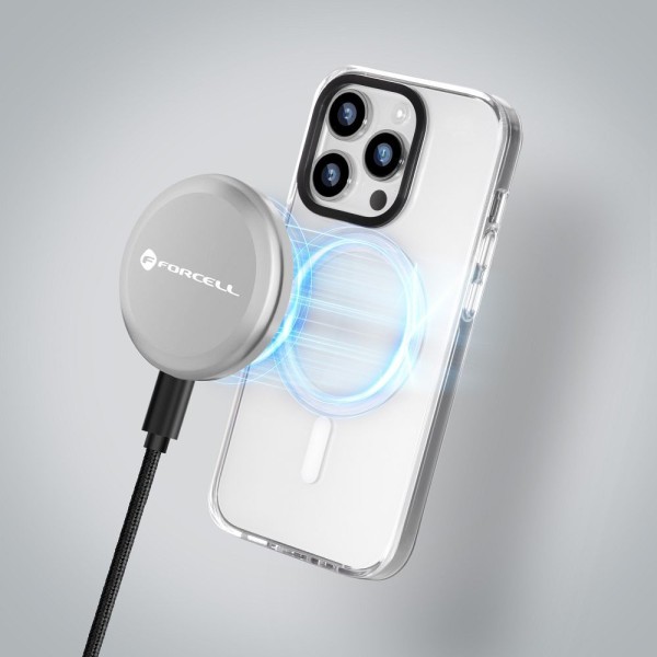 FORCELL F-ENERGY Support de charge intelligent à induction compatible MagSafe 15W avec câble USB-C 1,5m