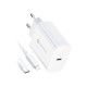 FORCELL F-ENERGY Chargeur secteur 20W USB-C + câble USB-C vers Lightning 1,2m