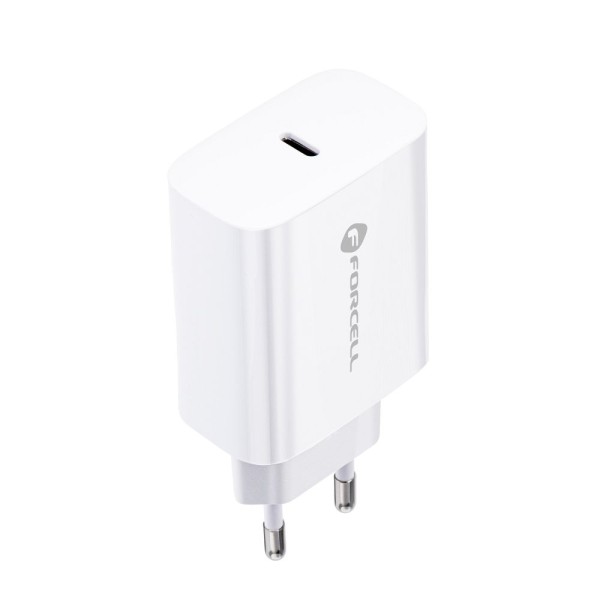 FORCELL F-ENERGY Chargeur de voyage blanc TFK-TC-20W - Type C + câble Type C vers Lightning