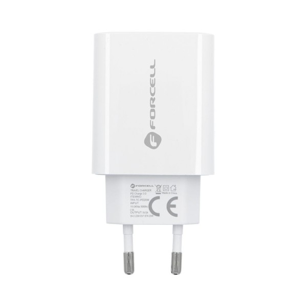 FORCELL F-ENERGY Chargeur secteur 20W USB-C + câble USB-C vers Lightning 1,2m