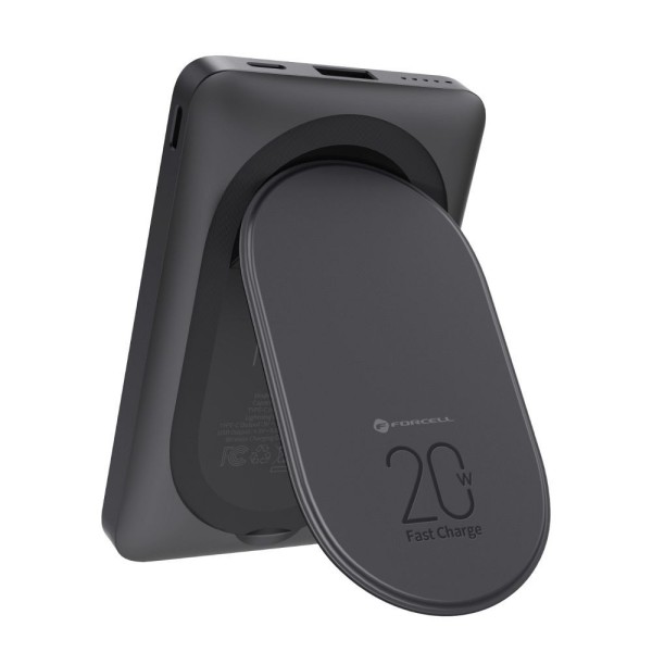 FORCELL F-ENERGY Batterie externe noire compatible MagSafe USB-A USB-C 20W 10 000 mAh