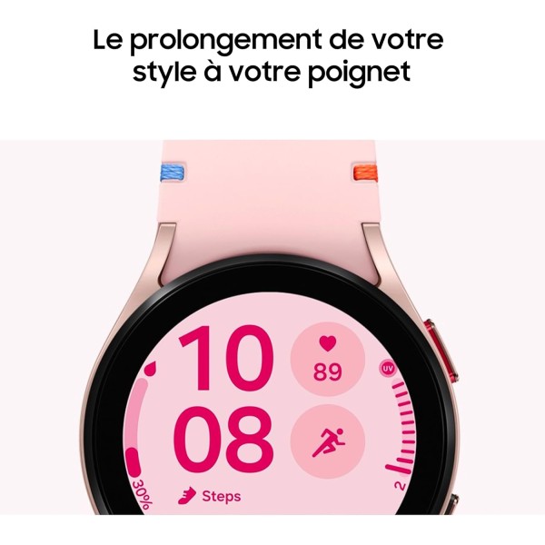 SAMSUNG Galaxy Watch FE Argent (Bracelet Silicone Bleu) - Neuf