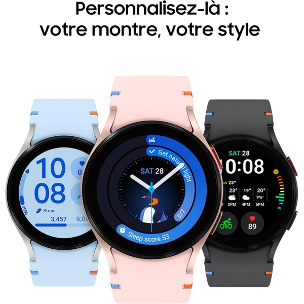 SAMSUNG Galaxy Watch FE Argent (Bracelet Silicone Bleu) - Neuf